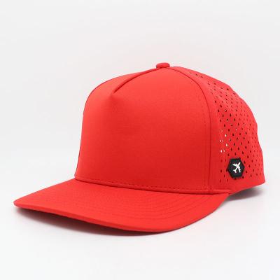 China 5-Panel Hat Style Fashion Custom Perforated Laser Cutting Hole Baseball Hat Snapback Caps for sale