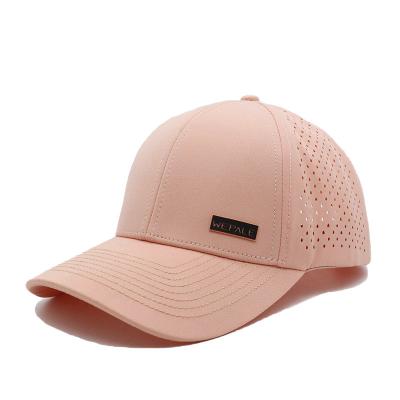 China Waterdichte laser gesneden gat sport hoed solide 6-paneel snapback golf hoed met aangepaste logo Te koop