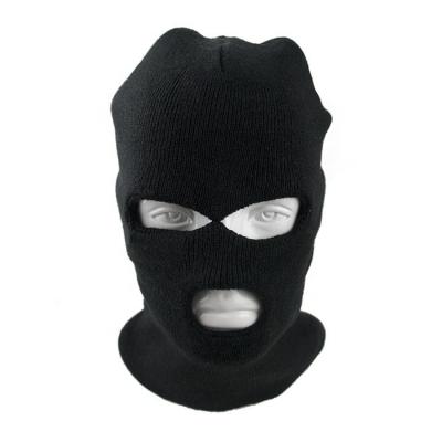 China Custom Logo 3 Hole Black Balaclava Winter Hat Type Knitted Hat for Outdoor Activities for sale