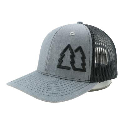 China Common Fabric Richardson Heather Grey Trucker Hat 6 Panel Mesh Custom Made for sale