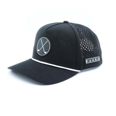 China 100% Polyester Laser Cut Hole Perforated Golf Hat With Breathable Waterproof Design for sale