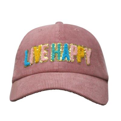 China Custom 3D Terry Cloth Chenille bordado Patch Logo Corduroy Baseball Cap para mulheres à venda