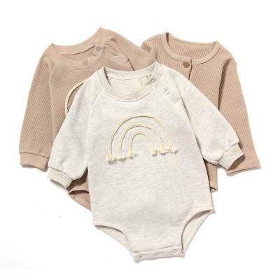 China Cozy Baby Clothes Baby Romper Spring Baby Waffle Bundle Fart Crawling Long Sleeve Coat And Harness Autumn Clothes for sale