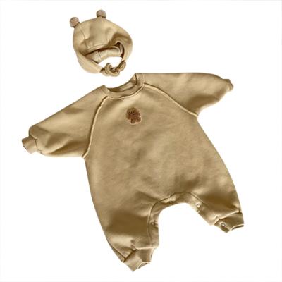 China Cozy Baby Clothes Autumn Bear Towel Embroidered Sweater One-Piece Newborn Baby Wrap Butt Romper Long for sale