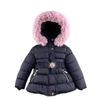 China 2022 Anti-wrinkle kids winter coated bubble hooded jacket stripper warm winter down jacket for girls for sale