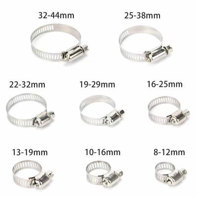 China Stainless steel American adjustable pipe clamp worm gear 201 304 stainless steel hose clamps for sale