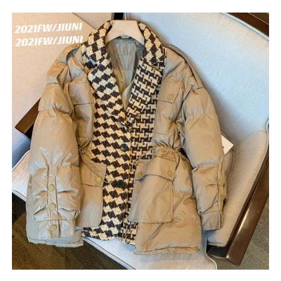 China Viable Thousand Birds Size Cotton Clothes Women With 2021 Winter Fashion Women Coat for sale