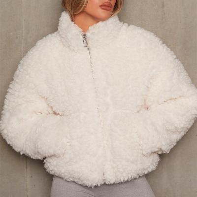 China Anti-Wrinkle Short Plush Cardigan Jacket Fashion Winter Women Coat for sale