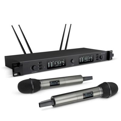 China 500 Meter UHF Wireless Microphone 2 Channel For Church Speech Stage Performance for sale