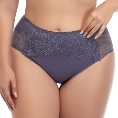 China Good Selling Big Size Antibacterial Ladies Sexy Lace Panties Briefs High Waist Fancy Panties For Plus Size Women for sale