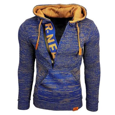 China Autumn/winter style warm men's color long sleeve sweater coat anti-pilling blended pullover hoodie sweater for sale