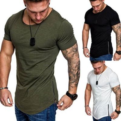 China Fashion Anti-Shrink Scallop Edge T-shirt Custom Mens Curved Fitness T Shirt For Man for sale