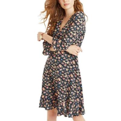 China Women's Breathable Custom Made Chiffon Floral Dresses Lady V-neck Midi Dress Comfy Summer For Women for sale