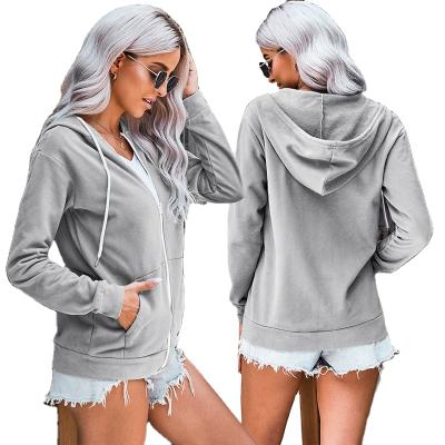 China Gray Color Anime Women Blank Pattern Breathable Korean Custom Hoodie Jackets Zip Up Hoodies Coat for sale