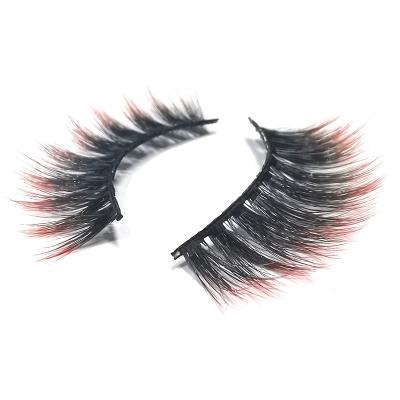 China Natural long lash strips with ends wholesale natural cruelty false 3d lashes3d colored free mink colored eyelash makeup cosplay for sale