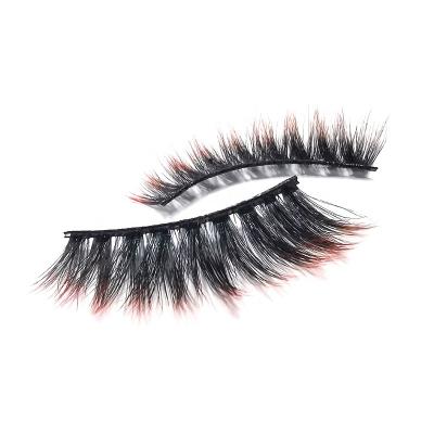 China Stage Makeup 3D 25mm Mink Colored Lashes Long Natural Nightclub Parties With Color On End Lashes Cases for sale