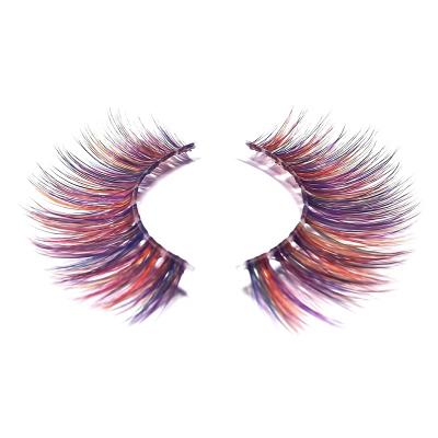 China Good Quality Custom Products 25mm Long Lashes Natural Top Seller Transparent Fluffy Multi Strip Colored Lashes Lashes for sale