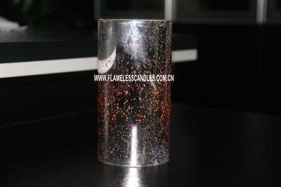 China Flameless Silver Mercury Glass LED Candle With Timer , Transparent Flameless Pillar Candles for sale