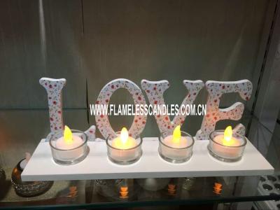 China Electronic LED Glass Votive Candles With “ LOVE ”  Tray For Hotel or Home Decoration for sale