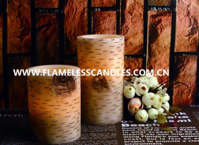 China Birch Finish Straight Edge Flameless LED Pillar Candles / Battery Operated LED Candle for sale