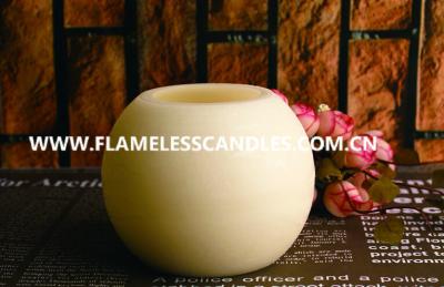 China Round Ball Shaped LED Wax Candle With Distressed Finish for Hotel Decoration for sale