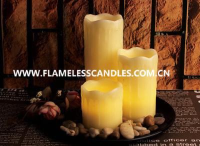 China 3 PCS Flameless Wax Dripping Votive Set With Rock And Tray for sale