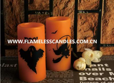 China Orange Wax Body Halloween Pattern Electronic LED Candle for Bar Decoration for sale