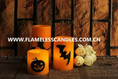 China Custom Orange Wax Halloween LED Candles Flameless for Halloween Decoration Products for sale