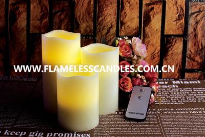 China Battery Operated Unscented LED Wax Pillar Candles , Flickering Flameless Candles with Remote for sale