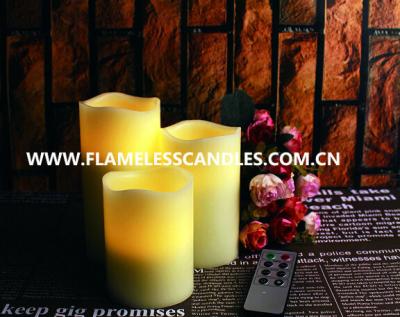 China Ivory Wax Pillar LED Remote Control Flameless Candles for Christmas or Event for sale