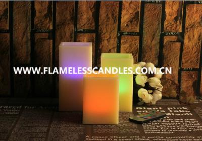 China Color Changing Square Remote Controlled Flameless Candles for Indoor / Outdoor Decoration for sale