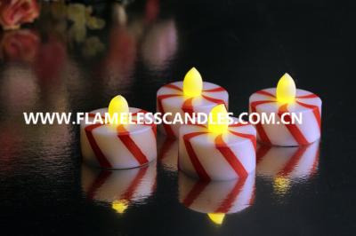 China Zuckerstange-Entwurf flammenlose Tealight-Kerzen/Plastik LED Tealights für Hauptdekor zu verkaufen