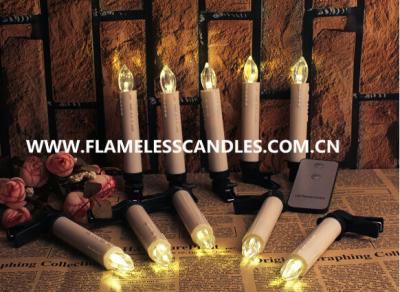 China Amazing Flickering Remote Control Flameless Candles / LED Taper Candles With Removable Clips for sale