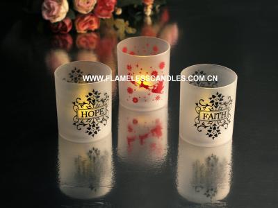 China Battery Operated LED Frosted Flickering Votive Candles Cup Shape Amber or Color Changing for sale