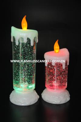 China Battery Operated Swirling Glitter Electric LED Christmas Candles for Festival Decoration for sale