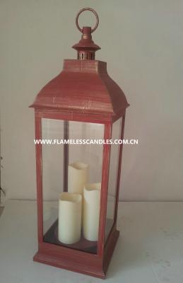 China Battery Operated Outside Flameless Candle Lanterns With Plastic LED Candle for Decorative for sale