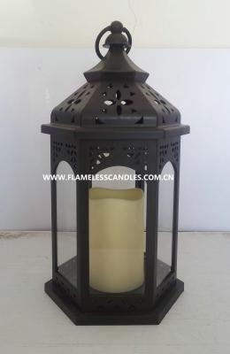 China Castle Style Design Black Flameless LED Electric Candle Lanterns for Home Decoration for sale