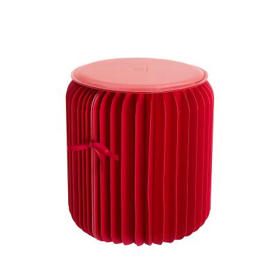 China 35cm Height Red Color Paper Stools Paper Furniture Organ Folding Folding Paper Chair for Living Room and Office for sale