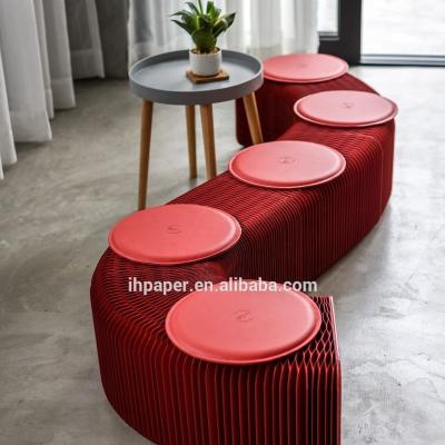 China 28cm Foldable Size for 3/6/12 People Red Color Honeycomb Paper Living Room Chair Indoor and Outdoor Folding Bench Chair for sale