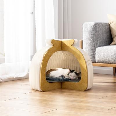 China Sustainable Foldable Cat House And Cattery With Felt Cushion For Small Pets for sale