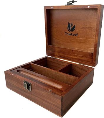 China Europe JUNJI Wooden Cigar Stash Box Custom Design Solid Pine Wood Gift Cigar Stash Box Box With Rolling Tray for sale