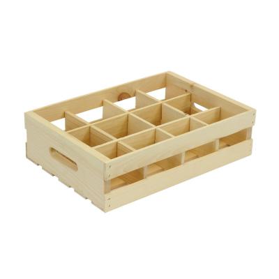 China Handmade Wooden 12-Grid Crate Divided Insert Crate Unfinished Wooden Gift Box for sale