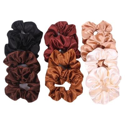 China 2022 wholesale custom made satin hair band girls elastic fabric accessories women solid color hair ties decoration for sale