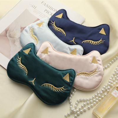 China Custom Fashion Promotion Private Label Logo Hotel Travel Wedding Gift Cat Silk Satin Eye Sleeping Mask for sale