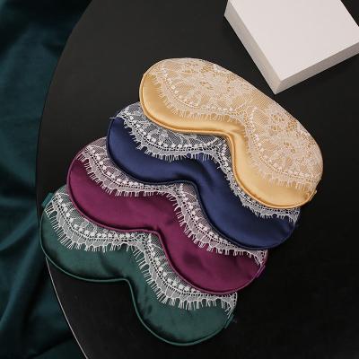 China Fashion Amazon OEM Travel Soft Breathable Soft High Quality Polyester Satin Comfortable Lace Eye Mask for sale