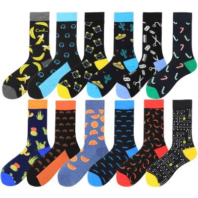 China Custom Logo Breathable Jacquard Printing Embroidery Mid Calf Warm Quilting Pattern Casual Happy Socks for sale