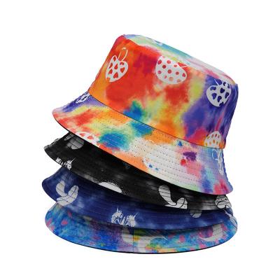 China New Wholesale Sun Protection Bucket Hat Summer Casual Floppy Tie Dye Colorful Reversible Fisherman's Hat for sale