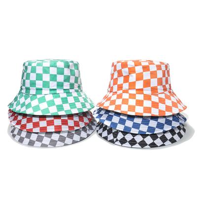 China American European Plaid Fisherman Hat Summer Sun Protection Tartan Retro And Floppy Casual Sun Protection Hats for sale