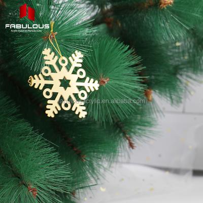 China Double Sided Mirror Laser Cutting Engraved Christmas Acrylic Snowflake Ornament Hanging Wholesale for sale