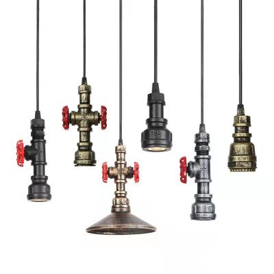 China Modern simple head personality restaurant hotel aisle decoration wrought iron water pipe chandelier for sale